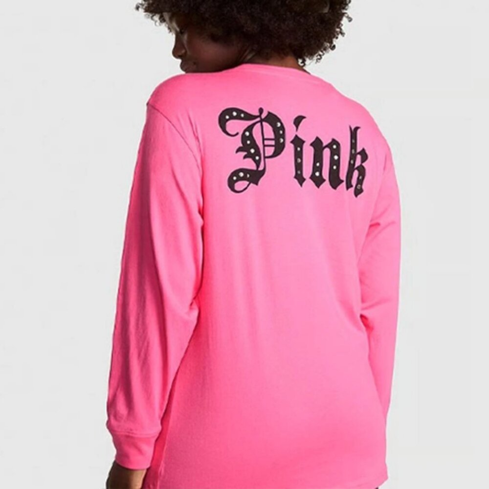 Victoria's Secret PINK Campus Long Sleeve Tee (Carmine Halloween Bling)